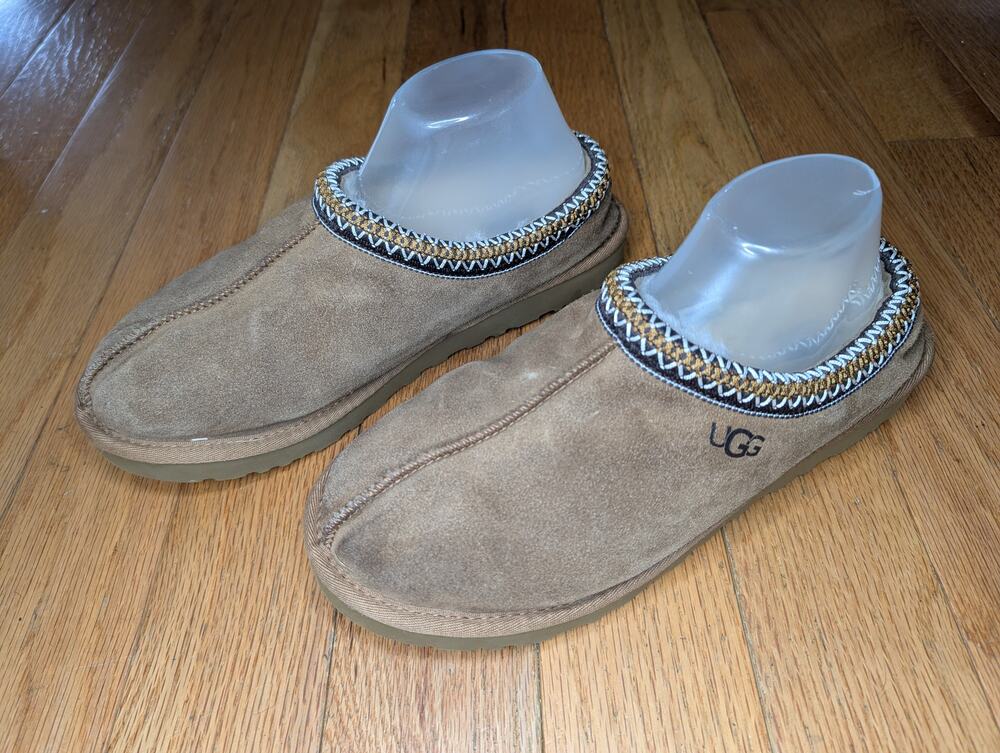 UGG Tasman Slip-On Slipper Chestnut Suede Shearling Womens Size 10